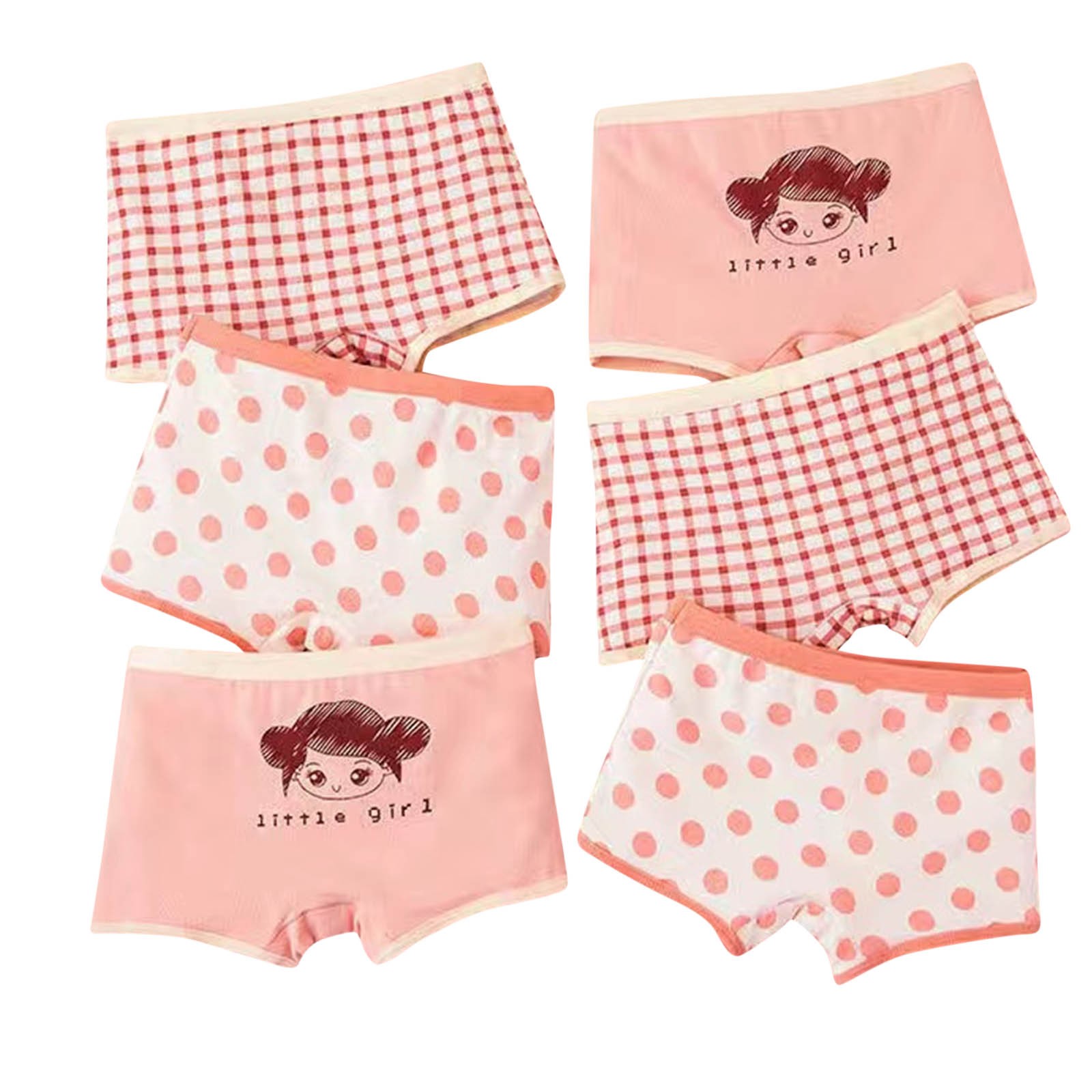 POIUYTR 6 Pack Girls Boyshorts Cotton Underwear Soft Panties Kids Boxer Briefs